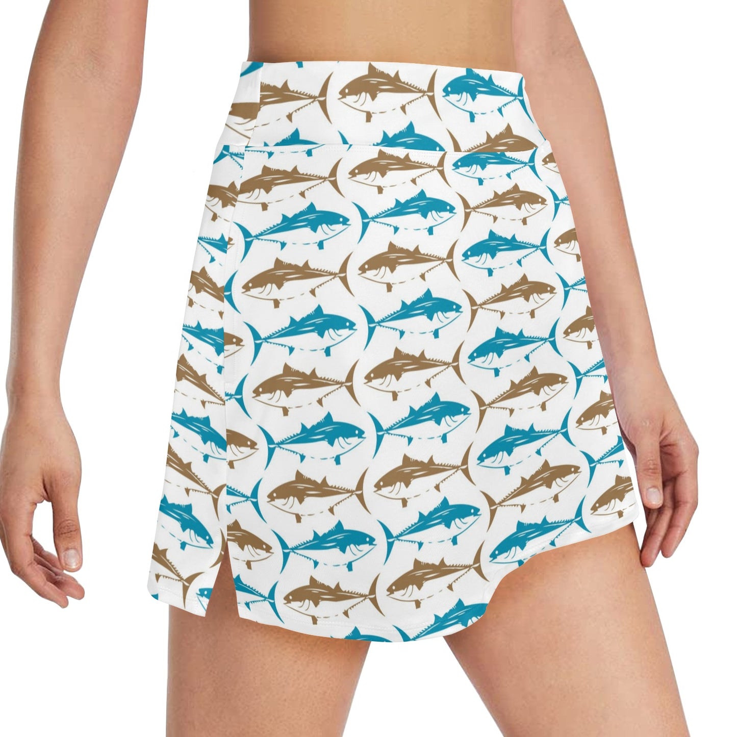 Tuna Fish Print Design LKS301 17" Golf & Pickleball Skort with Pockets