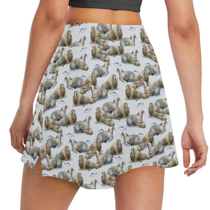 Walrus Print Design LKS401 17" Golf & Pickleball Skort with Pockets