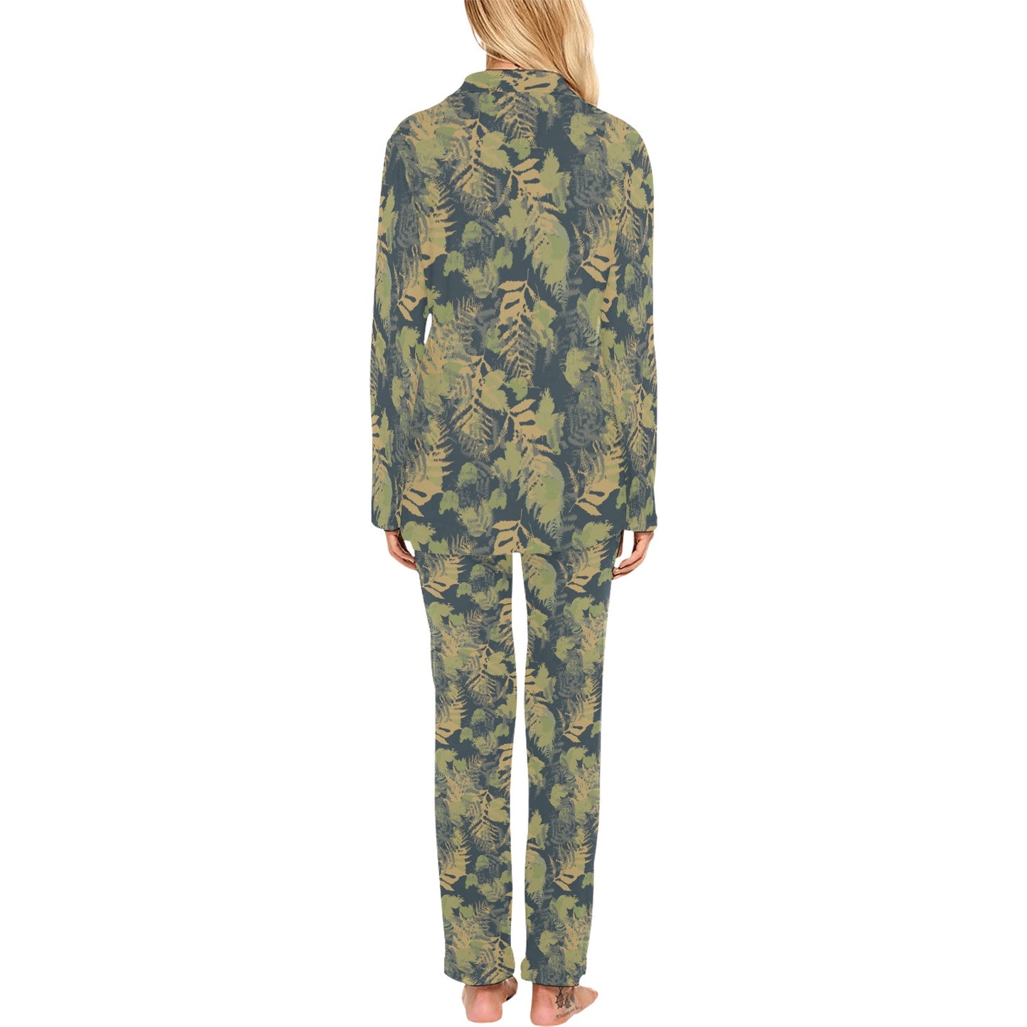 Camouflage Tropical Pattern Print Design 04 Women's Long Pajama Set
