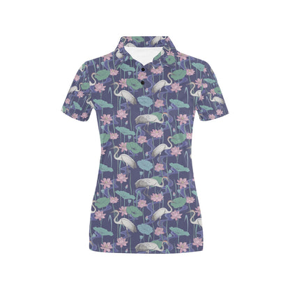 Water Lily Print Design LKS306 Women's Polo Shirt