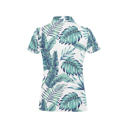Pattern Tropical Palm Leaves Women's Polo Shirt