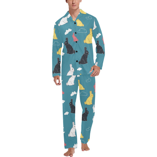 Rabbit Pattern Print Design RB014 Men's Long Pajama Set