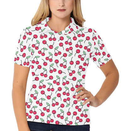 Cherry Pattern Print Design 03 Women's Polo Shirt