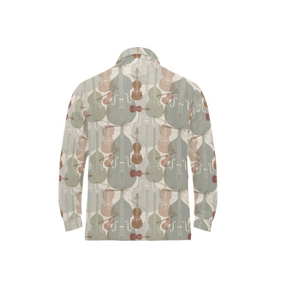 Violin Pattern Print Design 01 Long Sleeve Polo Shirt For Men's
