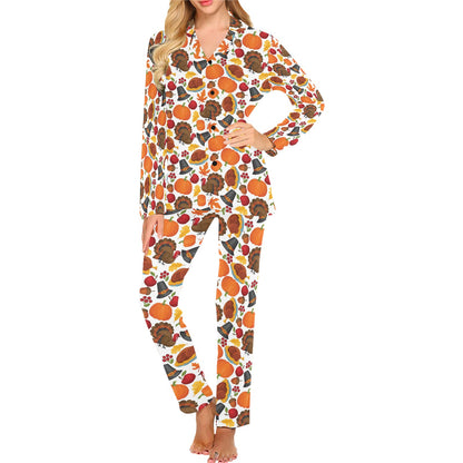 Thanksgiving Print Design LKS304 Women's Long Pajama Set