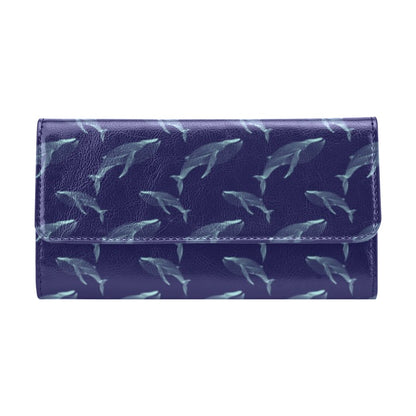 Blue Whale Print Design LKS402 Women's Trifold Wallet