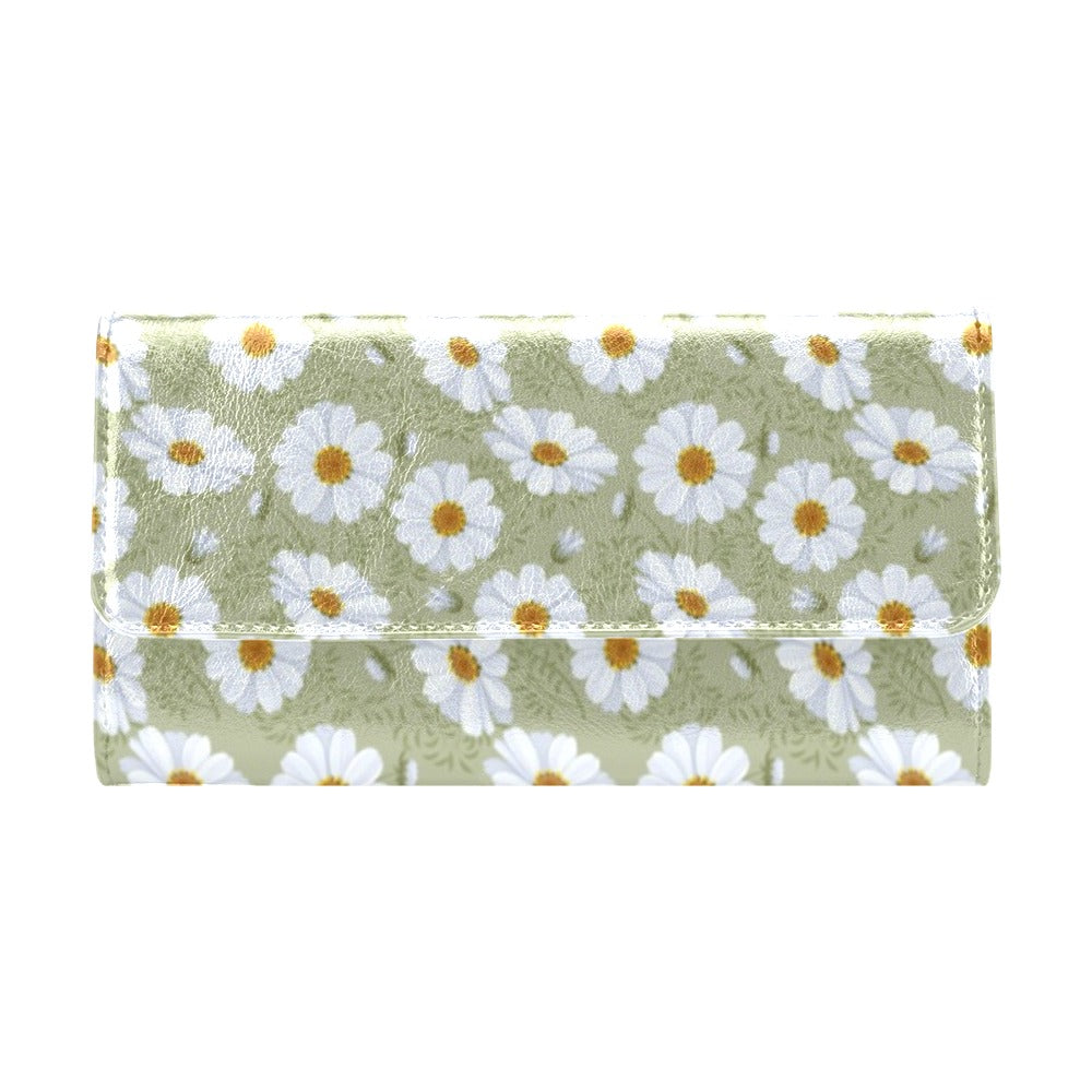 Daisy Yellow Print Pattern Women's Trifold Wallet