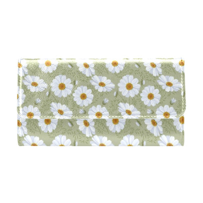 Daisy Yellow Print Pattern Women's Trifold Wallet