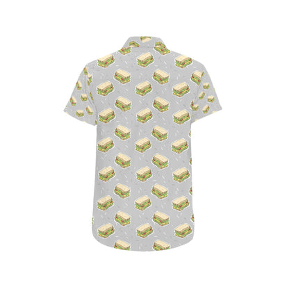 Sandwich Print Design LKS304 Men Short Sleeve Button Up Shirt