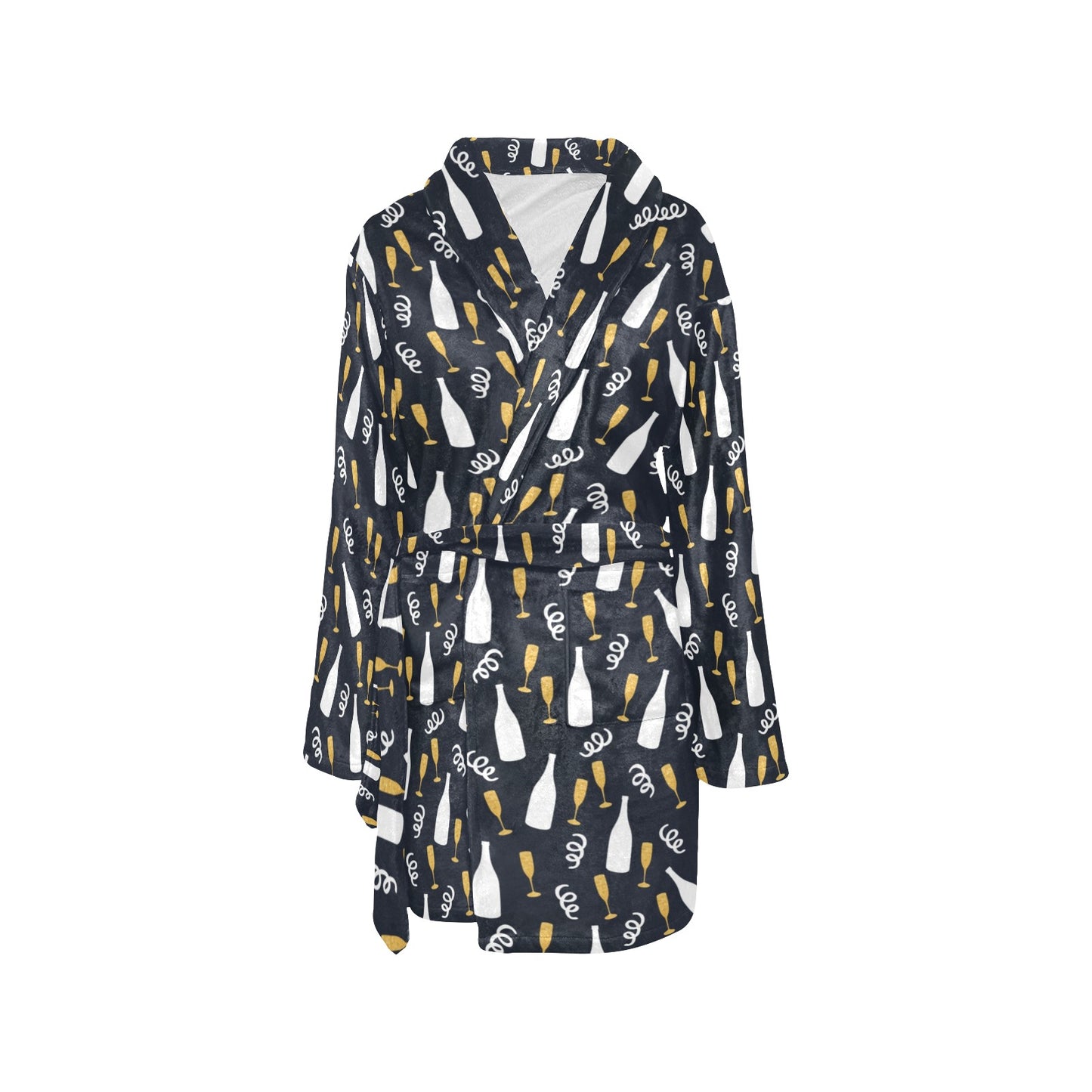 Champagne Pattern Print Design 01 Women's Fleece Robe
