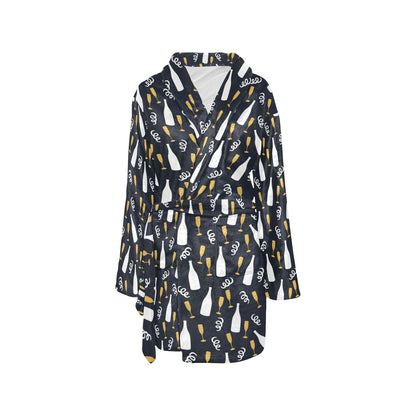 Champagne Pattern Print Design 01 Women's Fleece Robe