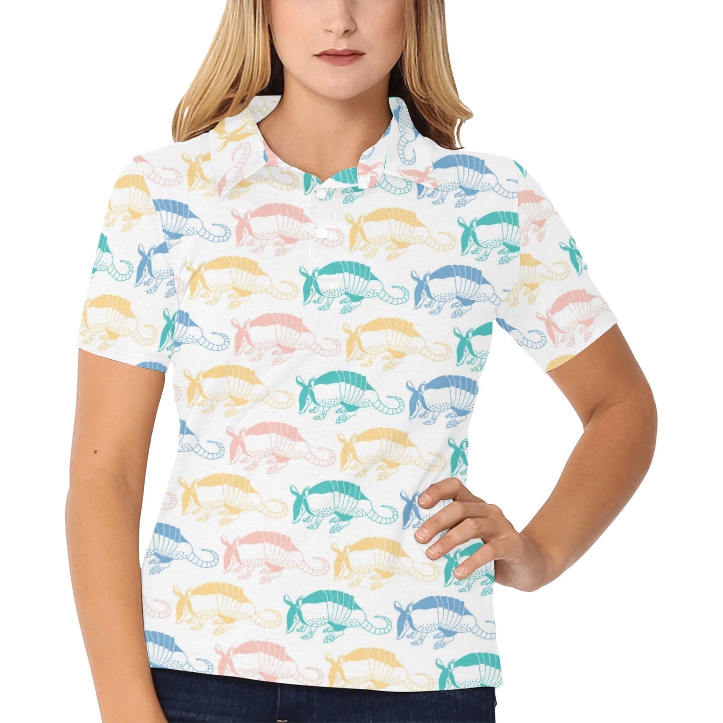 Armadillo Pattern Print Design 05 Women's Polo Shirt