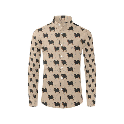 Tibetan Mastiffs Print Design LKS301 Men's Long Sleeve Dress Shirt