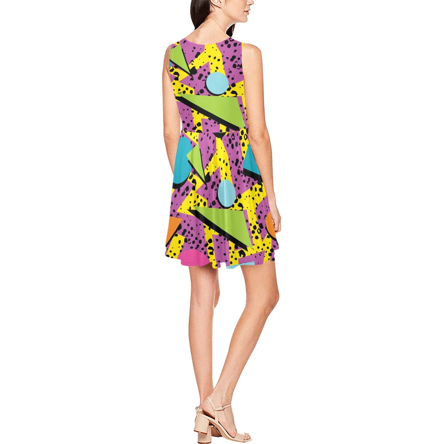 80s Pattern Print Design 1 Sleeveless Dress