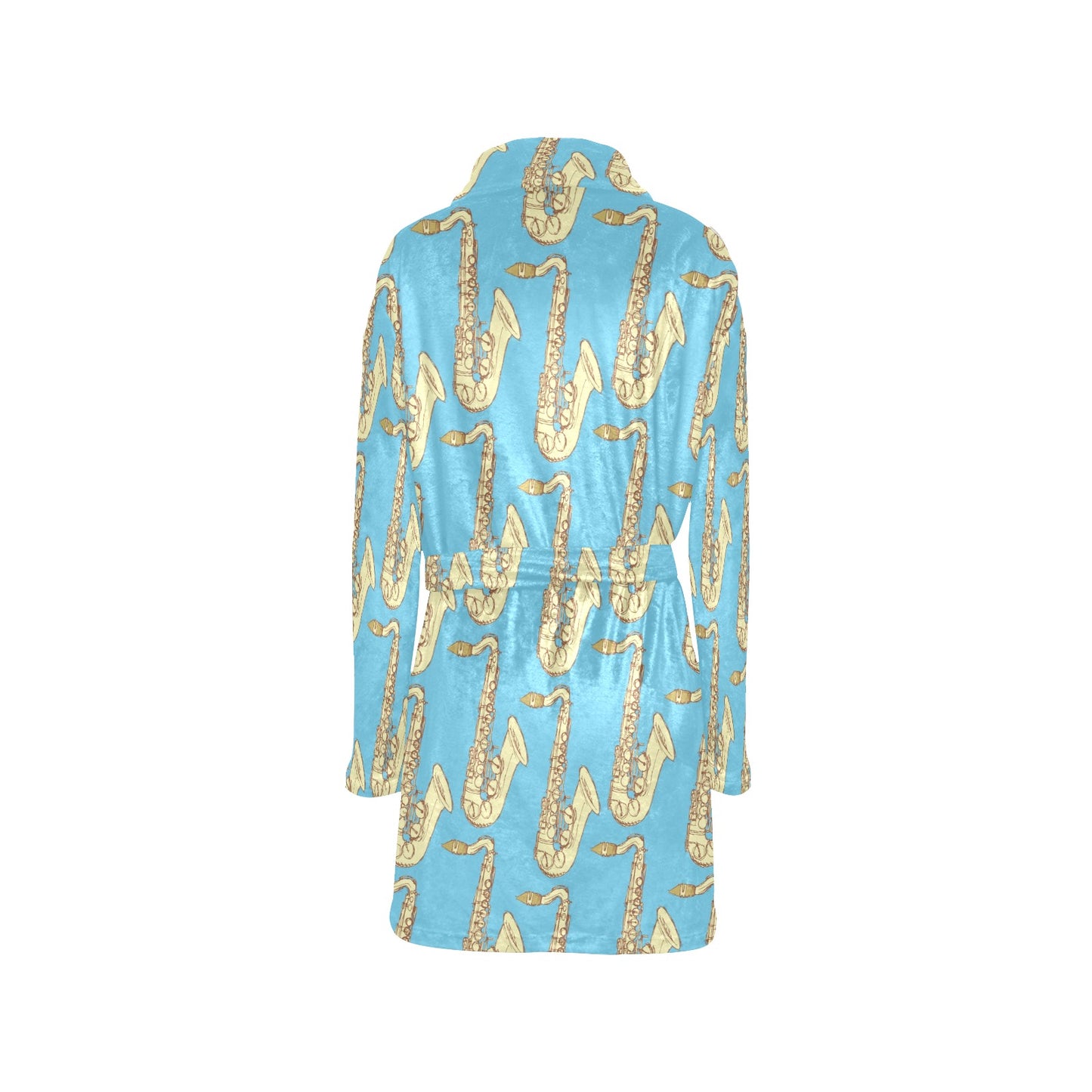 Saxophone Pattern Print Design 03 Women's Fleece Robe