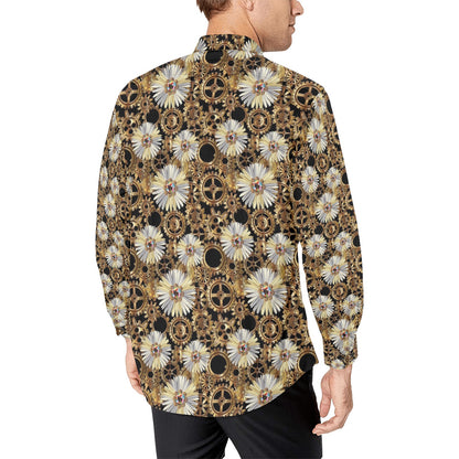 Steampunk Print Design LKS305 Men's Long Sleeve Dress Shirt