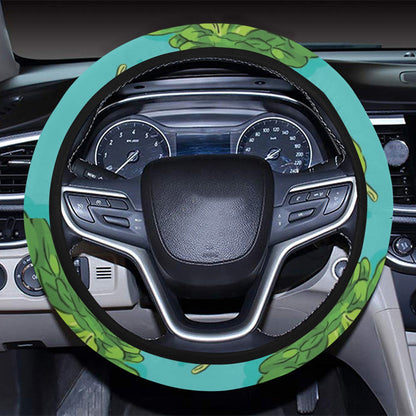 Spinach Print Design LKS301 Steering Wheel Cover with Elastic Edge