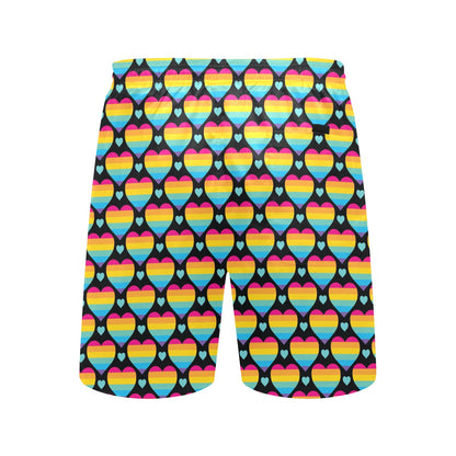 Rainbow Heart Print Pattern Men's Swim Trunks Beach Shorts