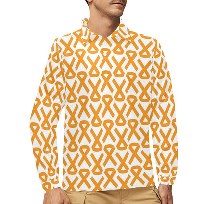 Appendix cancer Pattern Print Design 02 Long Sleeve Polo Shirt For Men's