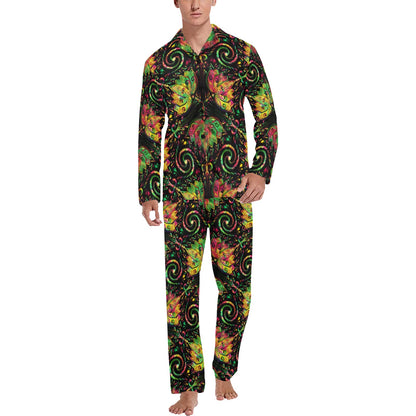lotus Boho Pattern Print Design LO09 Men's Long Pajama Set