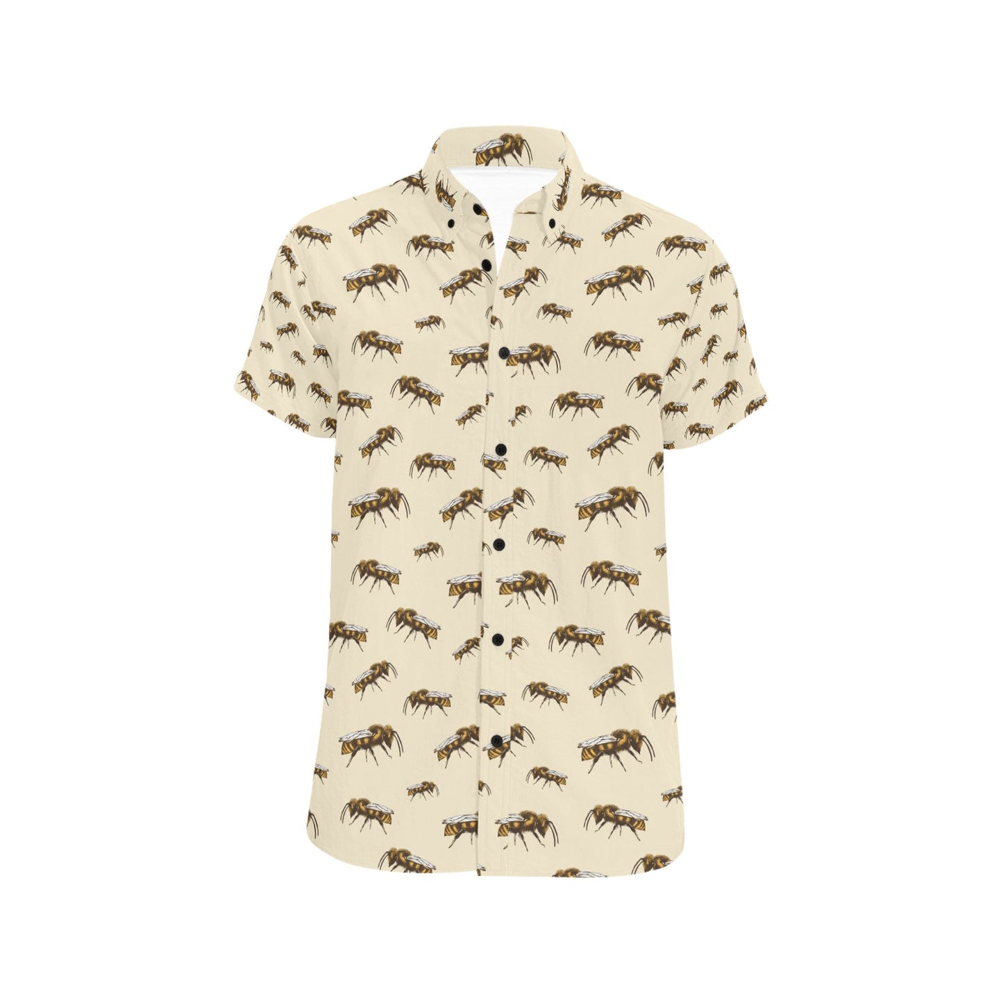 Bee Print Design LKS306 Men Short Sleeve Button Up Shirt