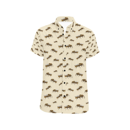 Bee Print Design LKS306 Men Short Sleeve Button Up Shirt