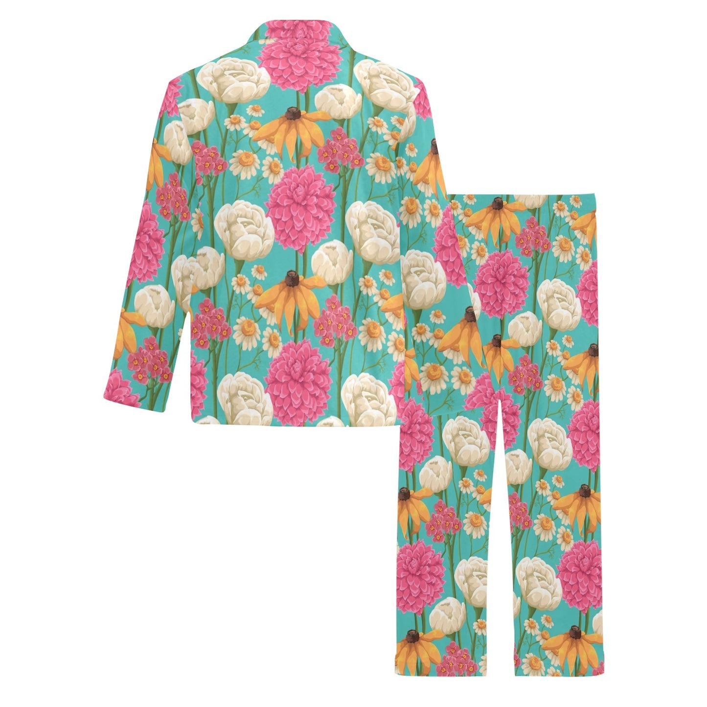 Summer Floral Pattern Print Design SF07 Men's Long Pajama Set