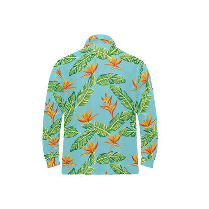 Bird Of Paradise Pattern Print Design BOP04 Long Sleeve Polo Shirt For Men's