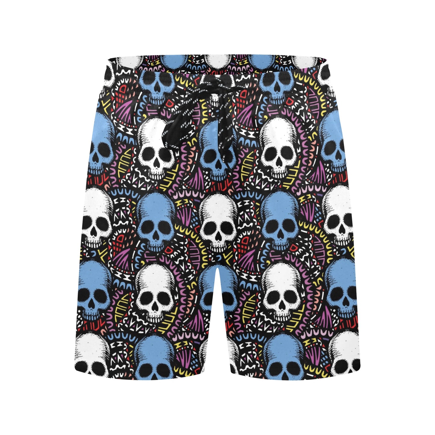 Skull Print Design LKS305 Men's Swim Trunks Beach Shorts
