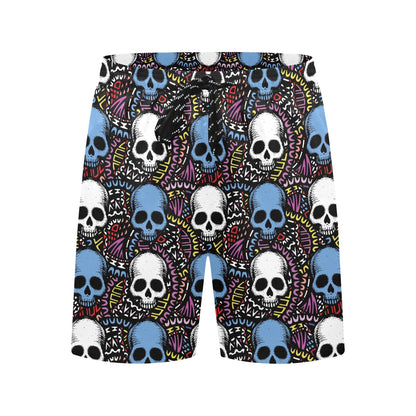 Skull Print Design LKS305 Men's Swim Trunks Beach Shorts