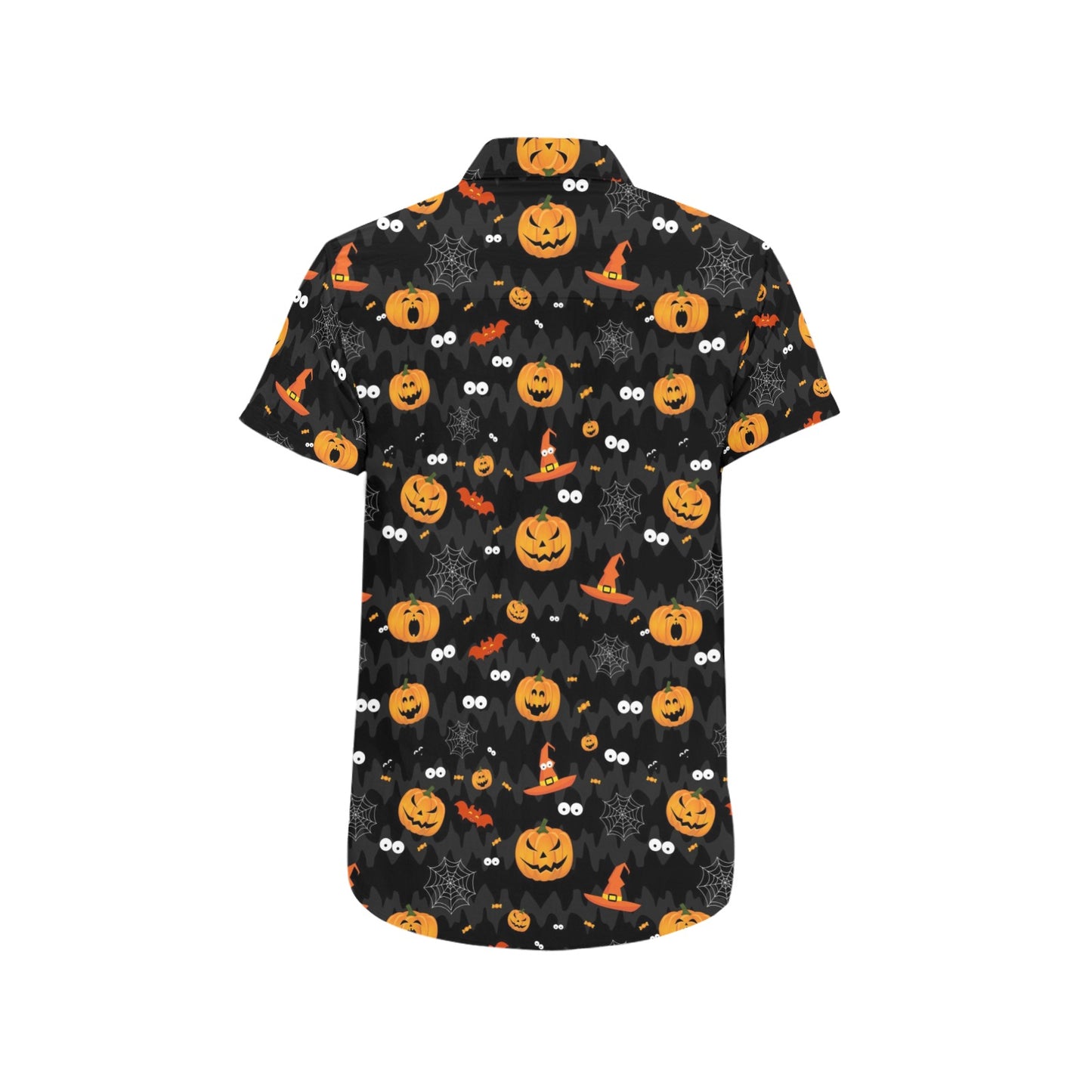 Halloween Print Design LKS405 Men Short Sleeve Button Up Shirt