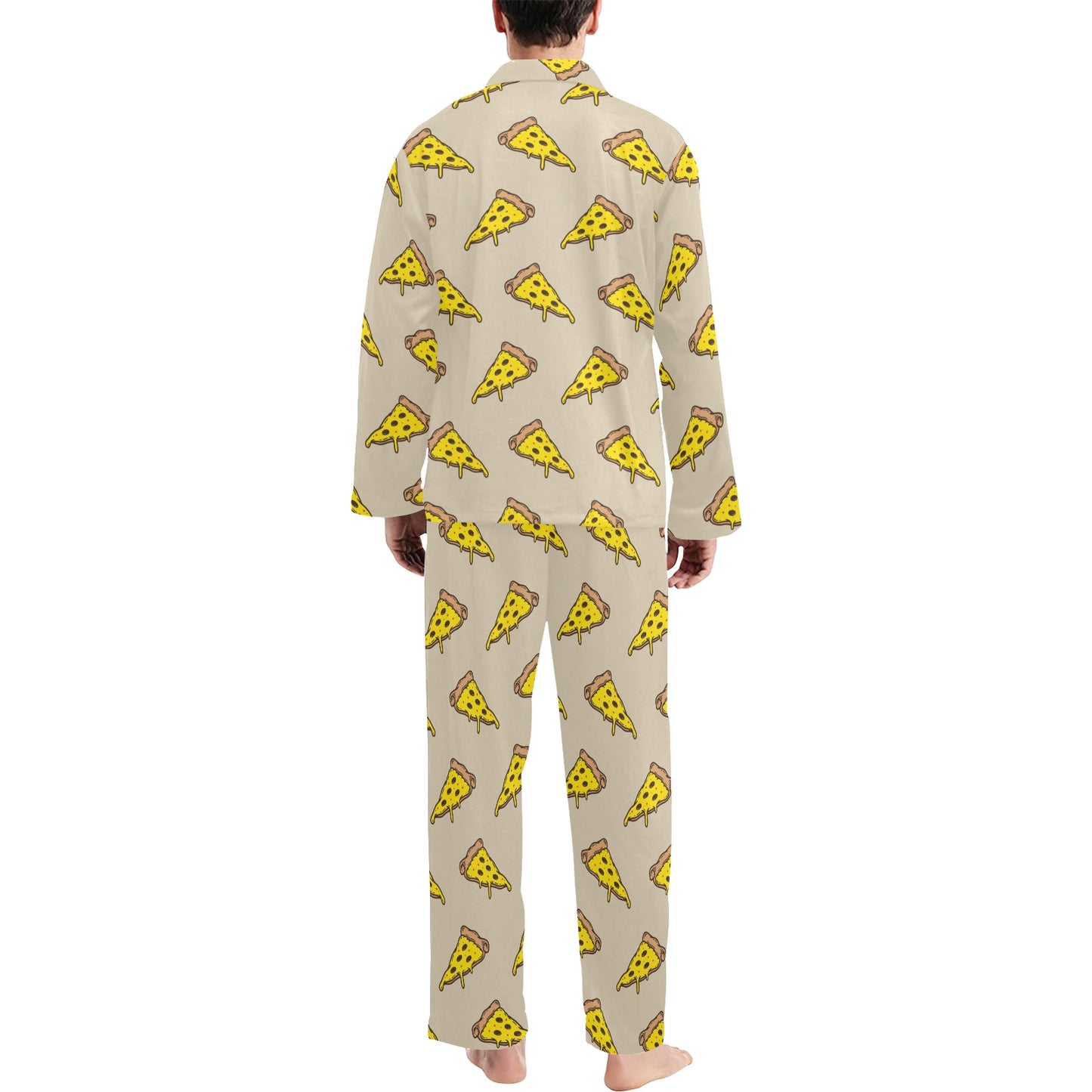 Pizza Pattern Print Design A04 Men's Long Pajama Set