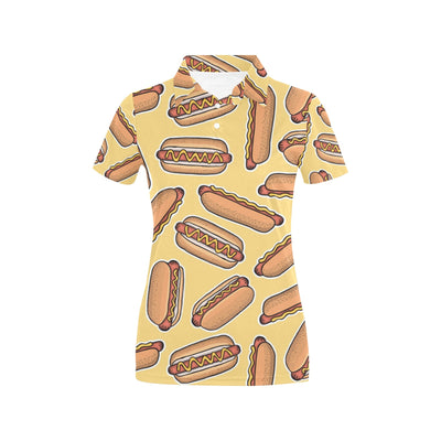 Hot Dog Pattern Print Design 01 Women's Polo Shirt