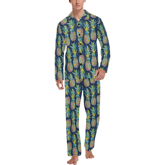 Pineapple Color Art Men's Long Pajama Set