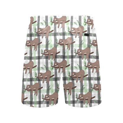 Sloth Print Design LKS301 Men's Swim Trunks Beach Shorts