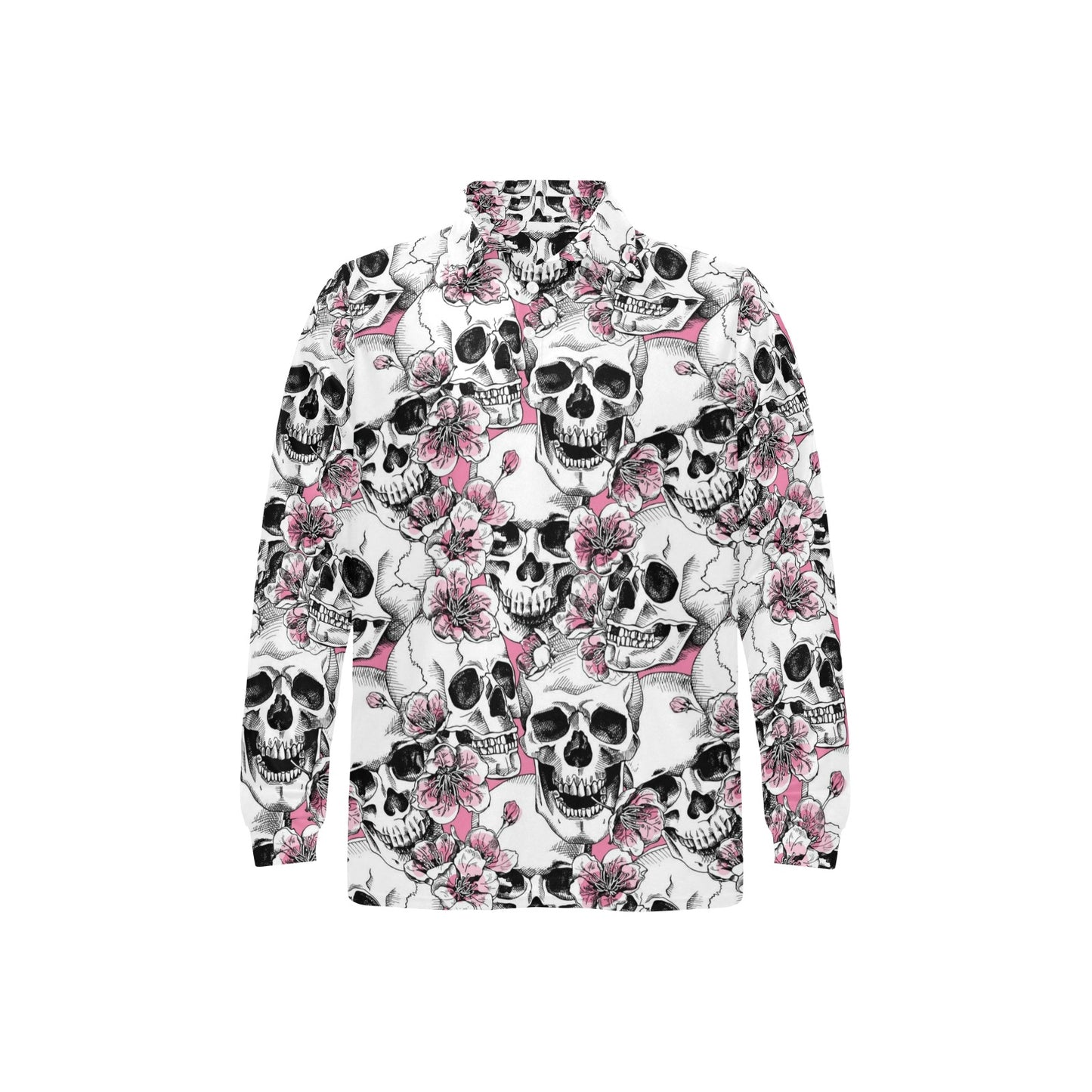 Cherry Blossom Pattern Print Design CB03 Long Sleeve Polo Shirt For Men's