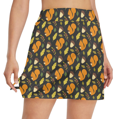 Squirrel Print Design LKS301 17" Golf & Pickleball Skort with Pockets