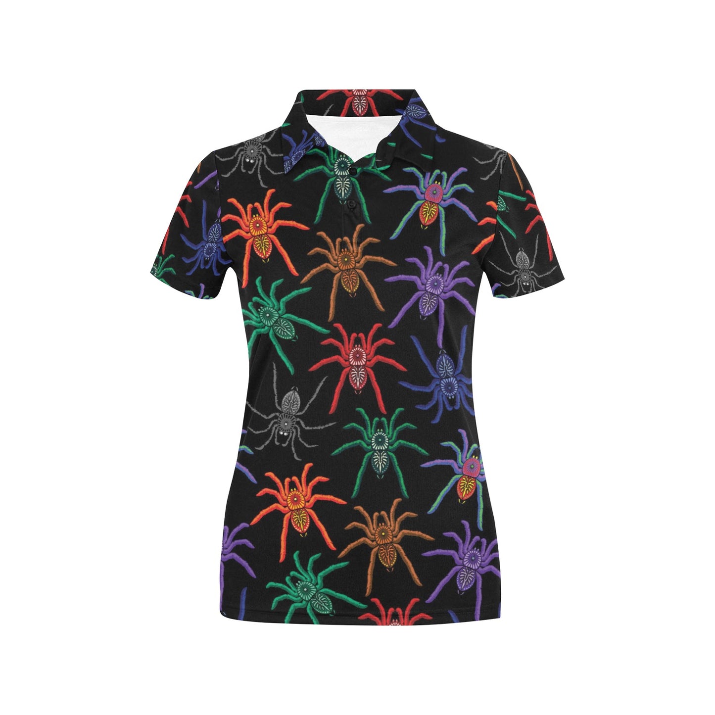 Tarantula Neon Color Pattern Print Design 03 Women's Polo Shirt