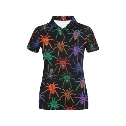 Tarantula Neon Color Pattern Print Design 03 Women's Polo Shirt