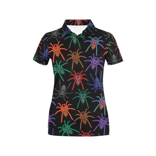 Tarantula Neon Color Pattern Print Design 03 Women's Polo Shirt