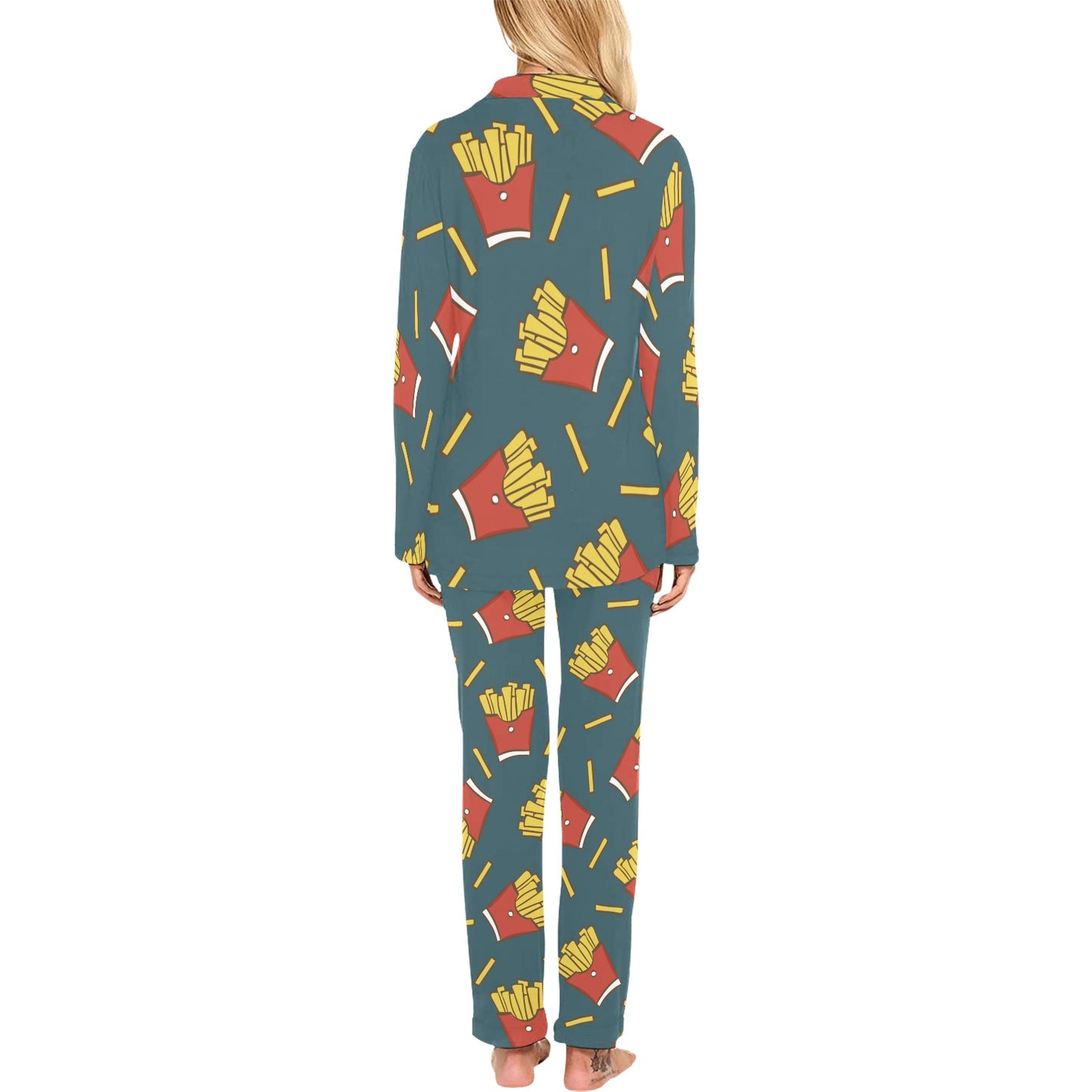 French Fried Pattern Print Design 04 Women's Long Pajama Set