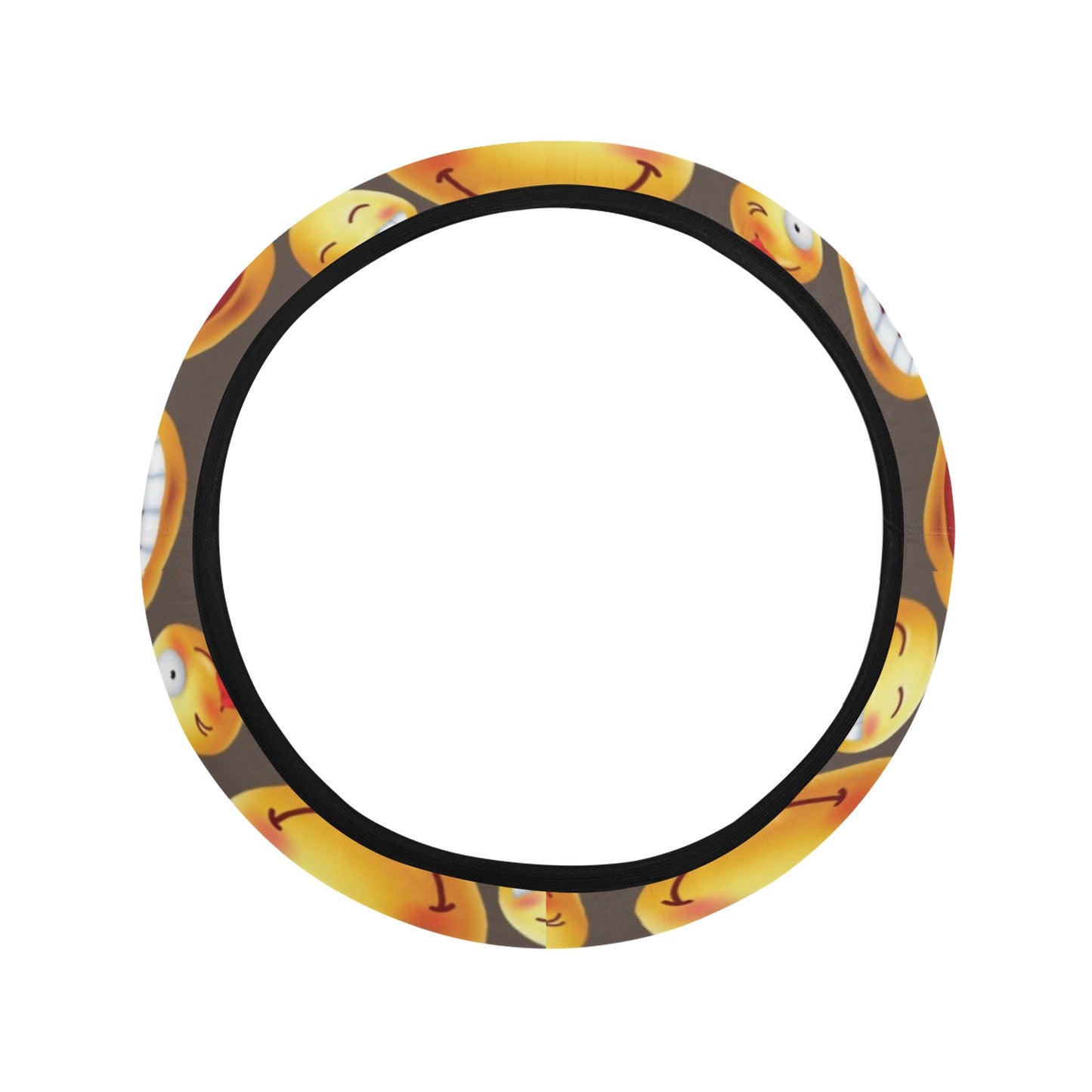 Smiley Face Emoji Print Design LKS303 Steering Wheel Cover with Elastic Edge