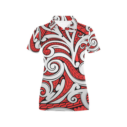 Maori Polynesian Themed Design Print Women's Polo Shirt