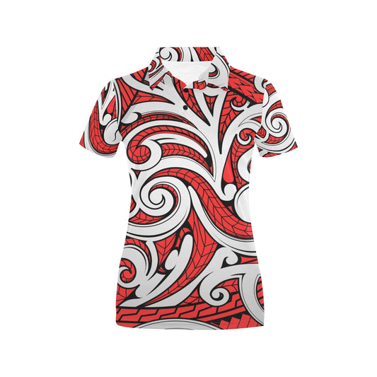Maori Polynesian Themed Design Print Women's Polo Shirt