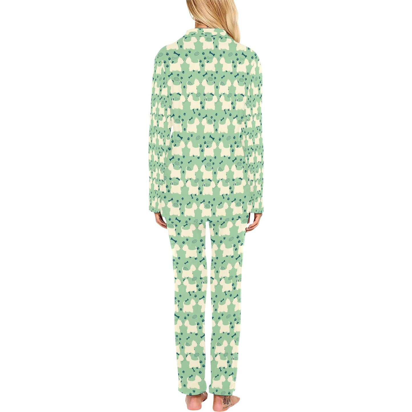 Scottish Terriers Print Design LKS302 Women's Long Pajama Set