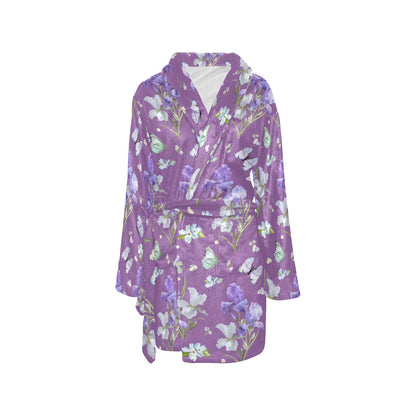 Iris Pattern Print Design IR09 Women's Fleece Robe