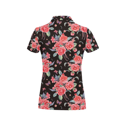 Camellia Pattern Print Design CM03 Women's Polo Shirt