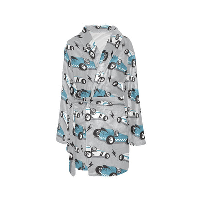 Racing Vintage Pattern Print Design A02 Women's Fleece Robe