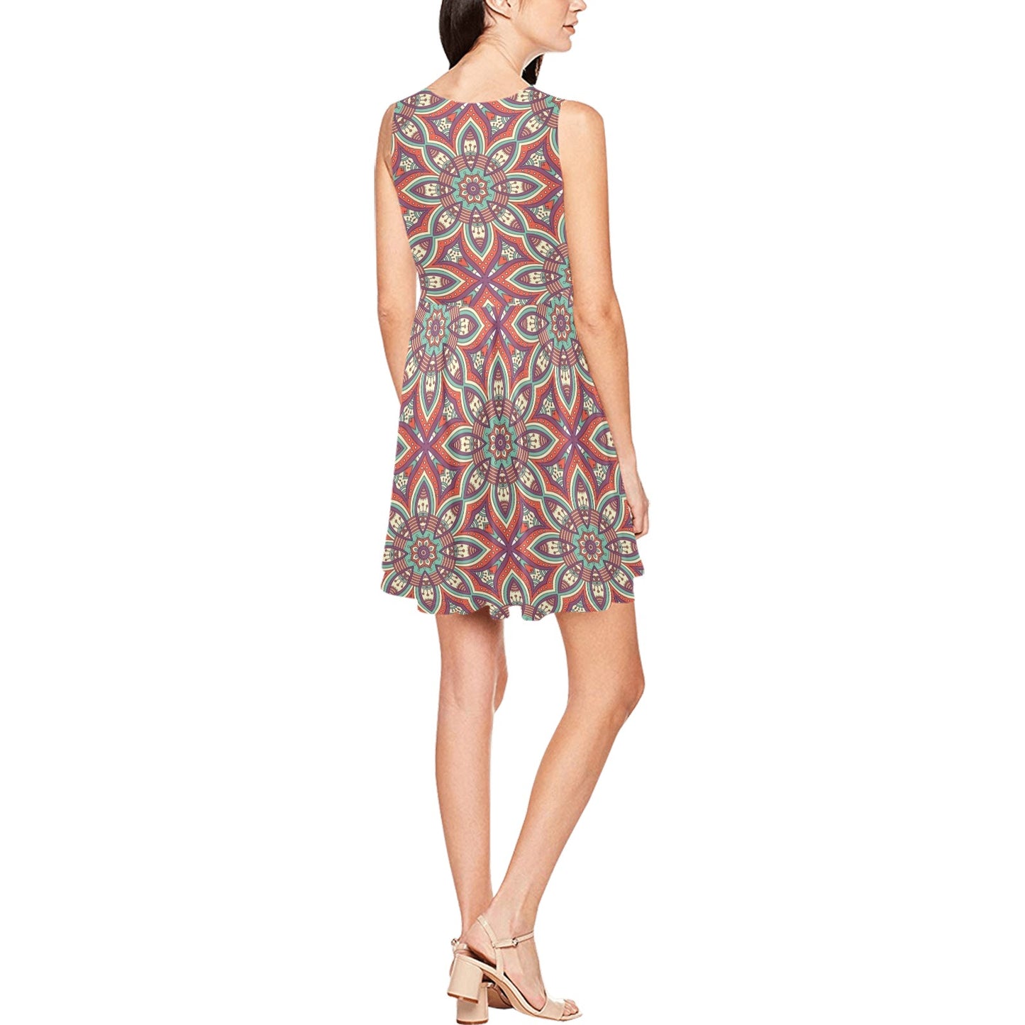 Bohemian Pattern Print Design 03 Sleeveless Dress