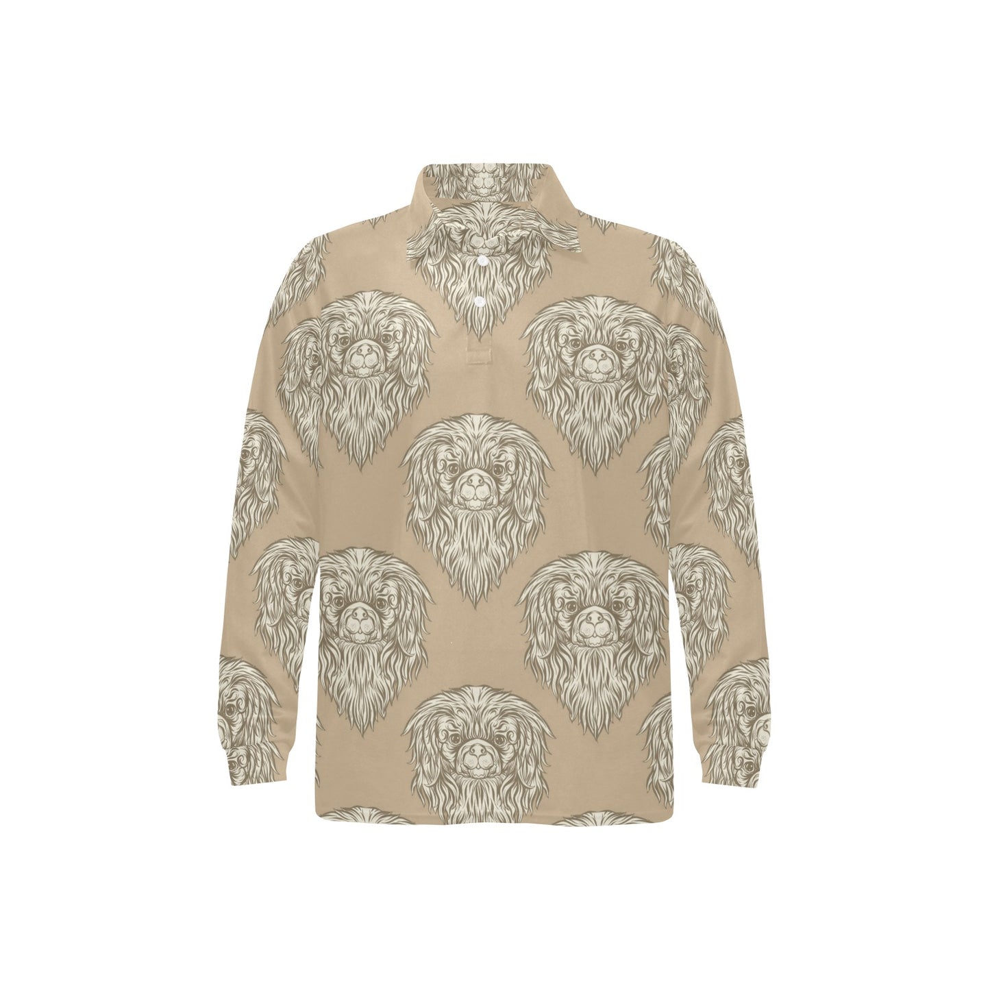 Pekingese Pattern Print Design A01 Long Sleeve Polo Shirt For Men's